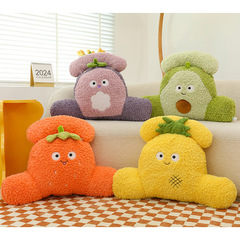 創意新款多功能腰靠毛絨玩具卡通水果造型午睡枕辦公室懶人神器代