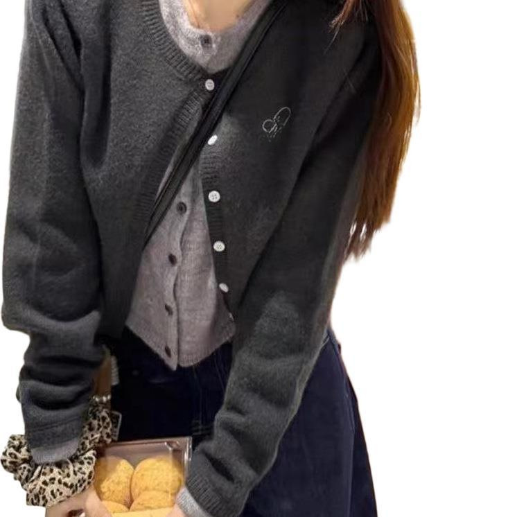 假两件针织开衫女春季款内搭短款打底衫修身显瘦毛衣外套长袖上衣|undefined