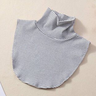 Fake Collar High Collar Women's All-match Fake Collar with Sweater Autumn and Winter Neck Protection Scarf Korean Style Decorative Collar Knitted Striped Collar