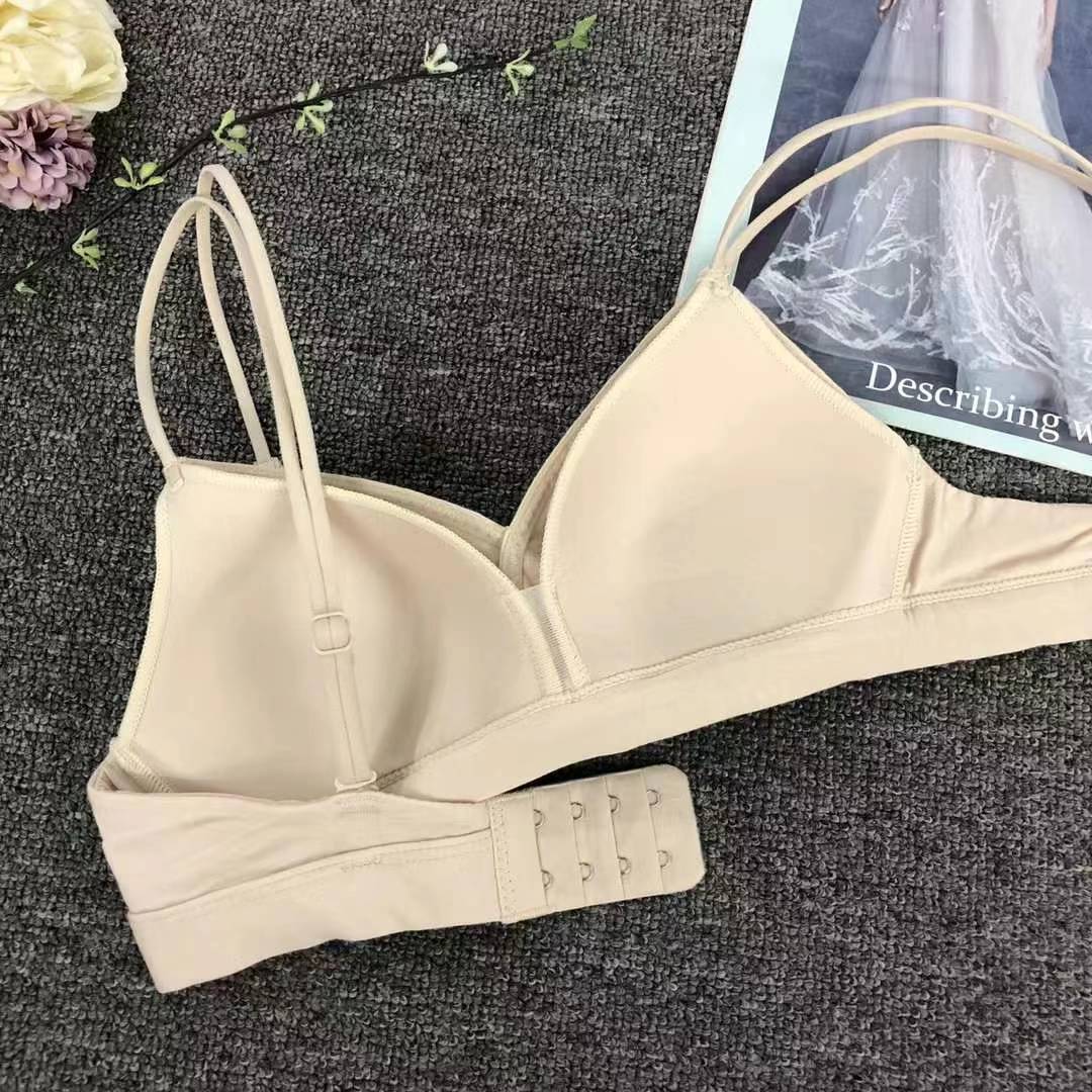 Bra de encaje del sudeste asiático, ropa interior de mujer, bra de copa triangular francesa, verano sin anillo de acero, copa delgada, algodón sexy y cómodo para la piel