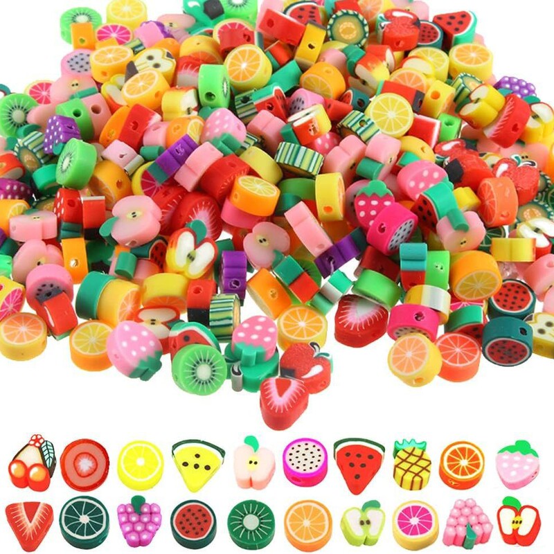 100 Amazon Best-Selling Soft Clay Beads 10mm Polymer Clay Beads Fruit Animal Smiley Face DIY Accessories