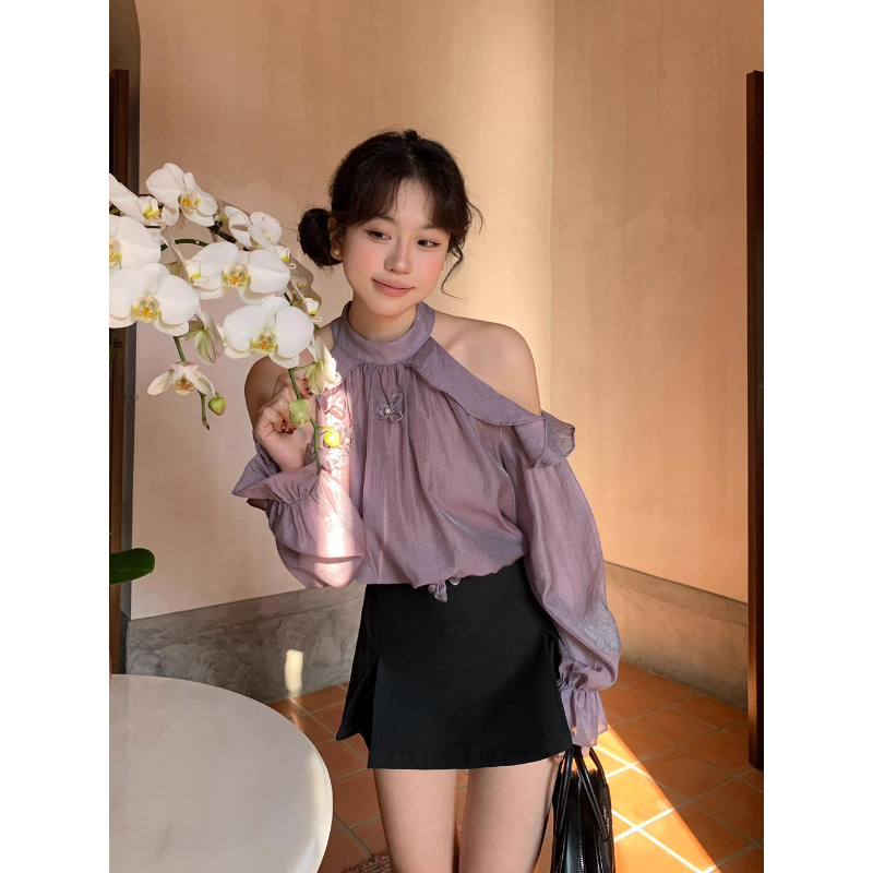 春季新款衬衣法式高级感提花刺绣圆领长袖衬衫女宽松洋气休闲上衣|undefined