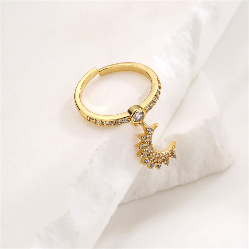 Lady Geometric Copper Gold Plated Zircon Rings 1 Piece