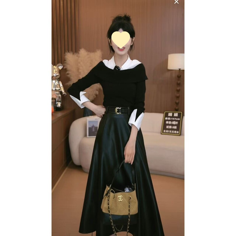 通勤风休闲风时尚套装粮食衬衫连衣裙套装洋气韩版其它假二件套|undefined
