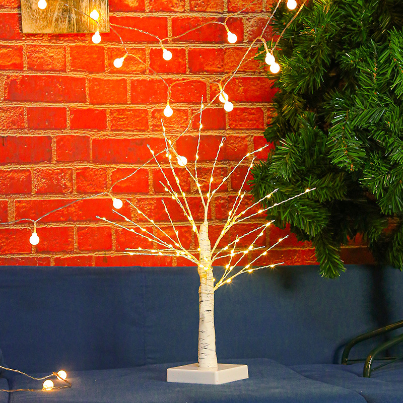 跨境新款led仿真白樺樹燈台式銅線燈房間布置節日裝飾燈景觀燈