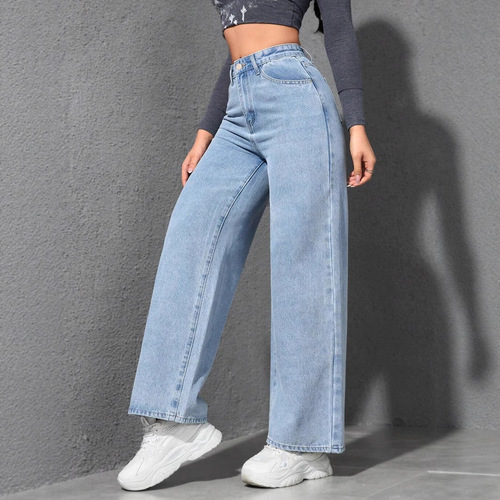 Women's Loose Straight Leg Jeans 2025 Spring Light Wash Ground-Length Denim Pants