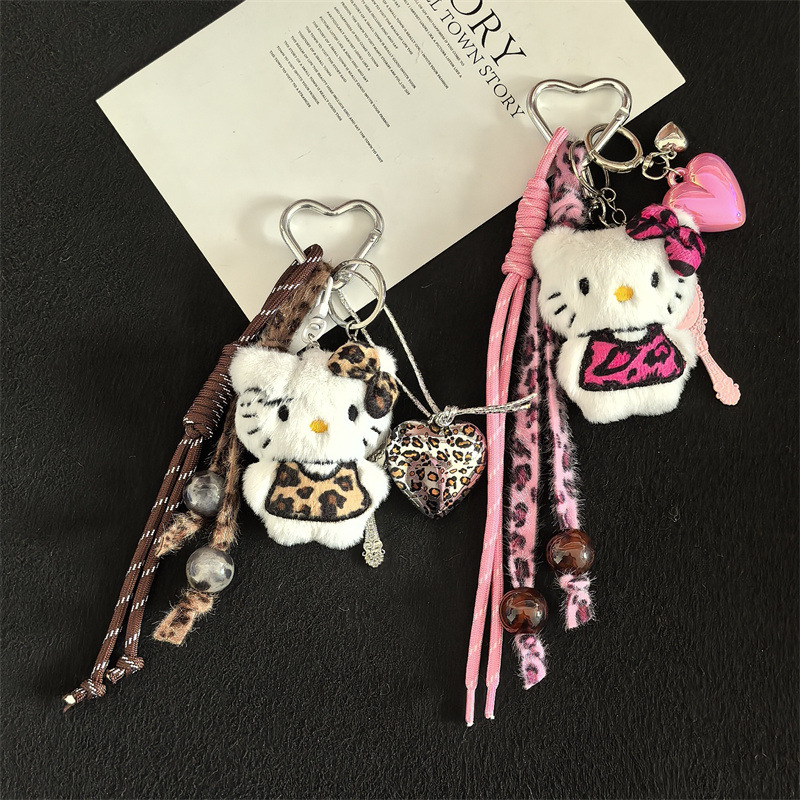 ヒョウ柄 KT 猫車のキーホルダーペンダント綿人形漫画シリーズバッグペンダント|undefined