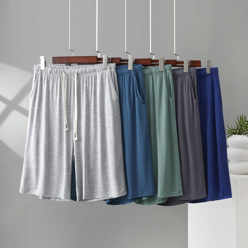 Modal Men's Shorts, Summer Thin Breathable Large Size Sleep Pants, Loose Casual Home Pants, Drawstring Five-Point Pants Modal Men's Shorts, Summer Thin Breathable Large Size Sleep Pants, Loose Casual Home Pants, Drawstring Five-Point Pants