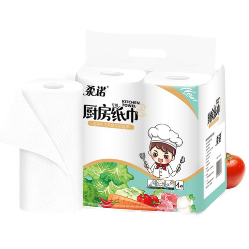 Manufacturer wholesale kitchen paper towels oil-absorbent and water-absorbent paper kitchen paper 4 rolls full box dropshipping