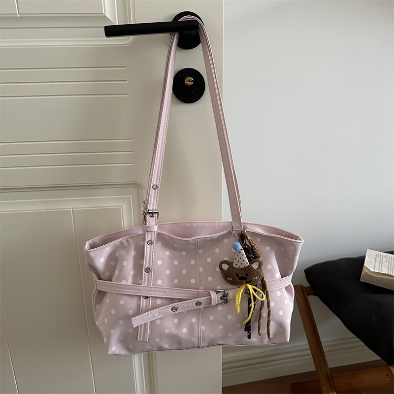 Cute Polka Dot Bag 2026 New Model, Unique Texture, Casual, Large Capacity, High Aesthetic Value, Shoulder Bag for Summer 2026