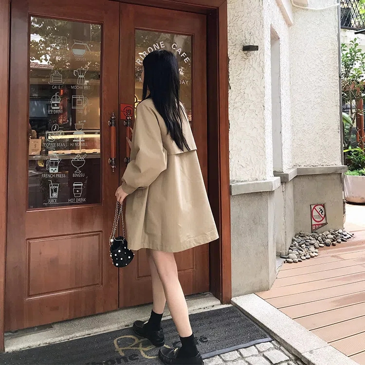 高级感超好看卡其色风衣女小个子2025新款秋韩系中长款洋气外套|undefined