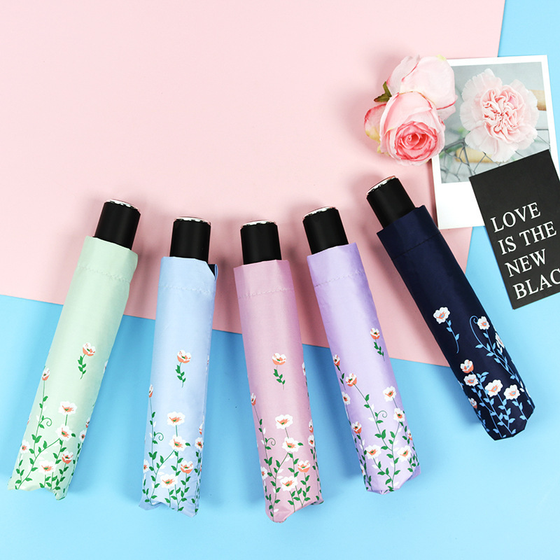 Heavenly Girl Umbrella Free Shipping 10-Bone Wave Edge Floral Black Glue Anti-UV Umbrella Three-Folding Sunny and Rainy Umbrella Heavenly Girl Umbrella Free Shipping 10-Bone Wave Edge Floral Black Glue Anti-UV Umbrella Three-Folding Sunny and Rainy Umbrella
