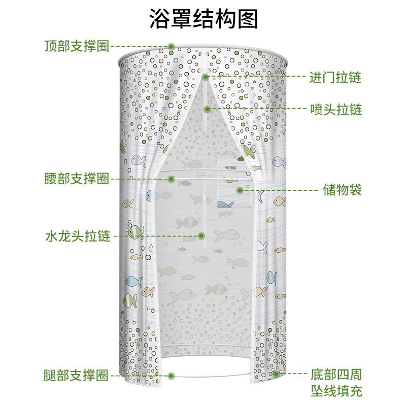 Round shower enclosure for adults and babies, thickened and insulated for warmth, suitable for home use, winter shower curtain, retractable and with storage space