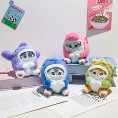 网红可爱鲨鱼猫毛绒玩具挂件公仔小猫咪钥匙扣包包挂饰布娃娃玩偶