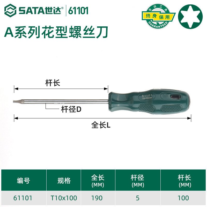 Shida Tools ドライバー 自動車修理専用 クロス型 工業用グレード フラット口 小型トルクスドライバー 62312|undefined