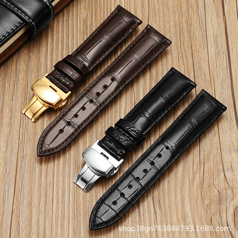 Аксессуары для часов бамбуковый узор ремешок из кожи крокодила унисекс Американский нильский ремешок из крокодила Пряжка бабочка прямые продажи с фабрики