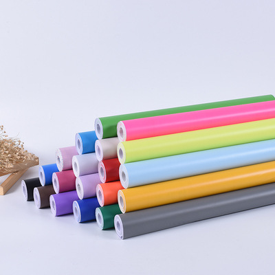 纯色自粘墙纸 防水家具翻新宿舍墙贴 幼儿园装饰pvc即时贴直供