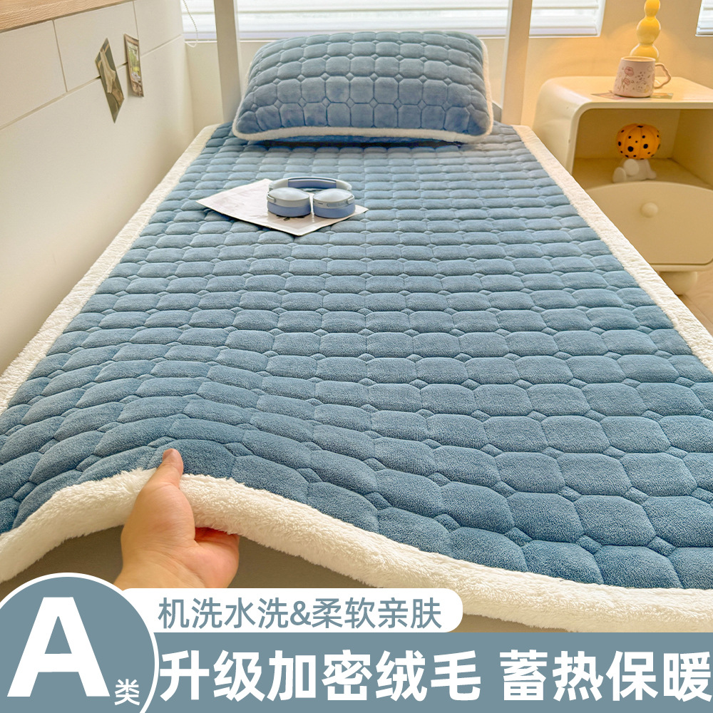 A級学生寮用ミルクベルベットマットレス、冬用厚手フリースパッド、入学時寮用シングルベッドマットレス
