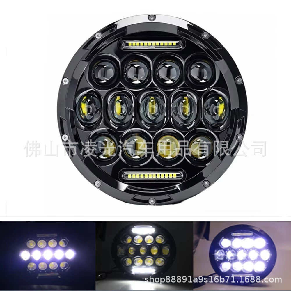 7inch Harley Wrangler Headlight 13-Bead 75W with Lens Motorcycle Off-Road Vehicle Headlight Cross-Border Factory Direct Sale