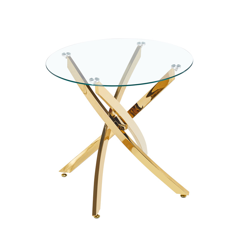 Mesa de comedor de vidrio templado de Amazon transfronteriza para apartamentos pequeños mesa redonda para el hogar mesa de negociación redonda