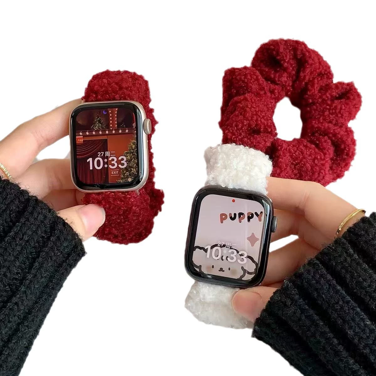 Плюшевые волосы на резинке большого размера, подходят для applewatchs10 apple watch iwatch98765 поколения SE, женские