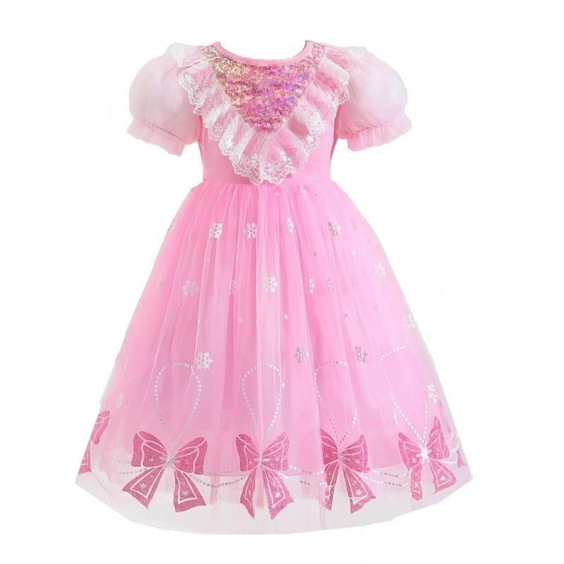 Stylish princess dress for girls, ice and snow princess dress, fashionable new summer style for children aged 3-8 years