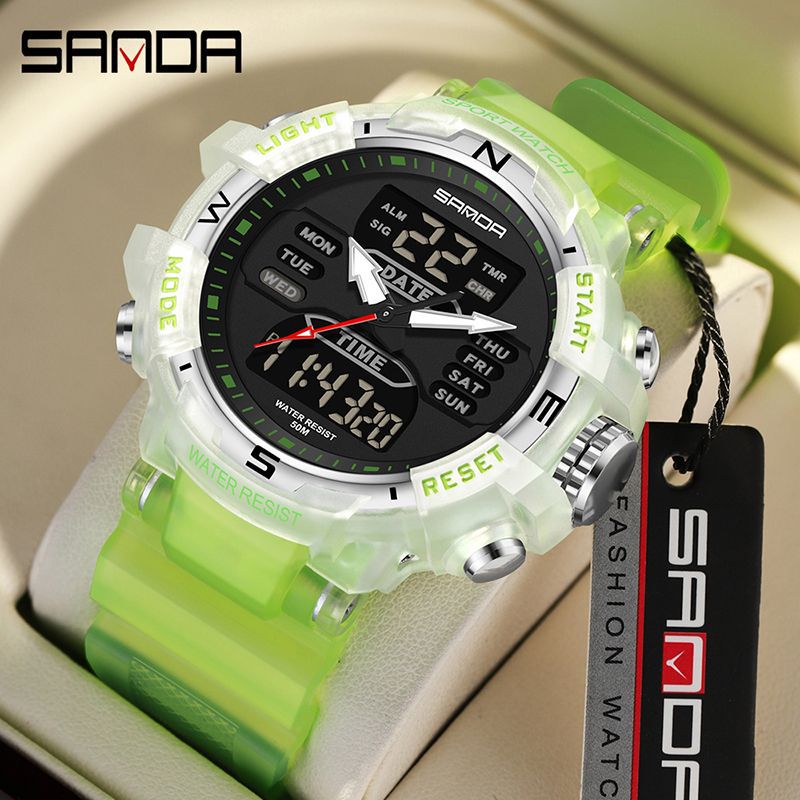SANDA moda moda reloj electrónico pareja multifunción cuenta regresiva cronómetro deportivo impermeable