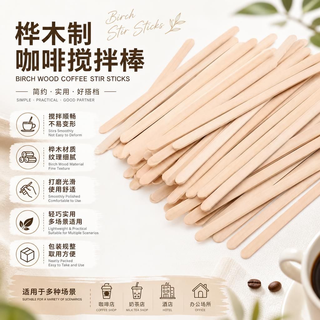 Disposable wooden mixing stick