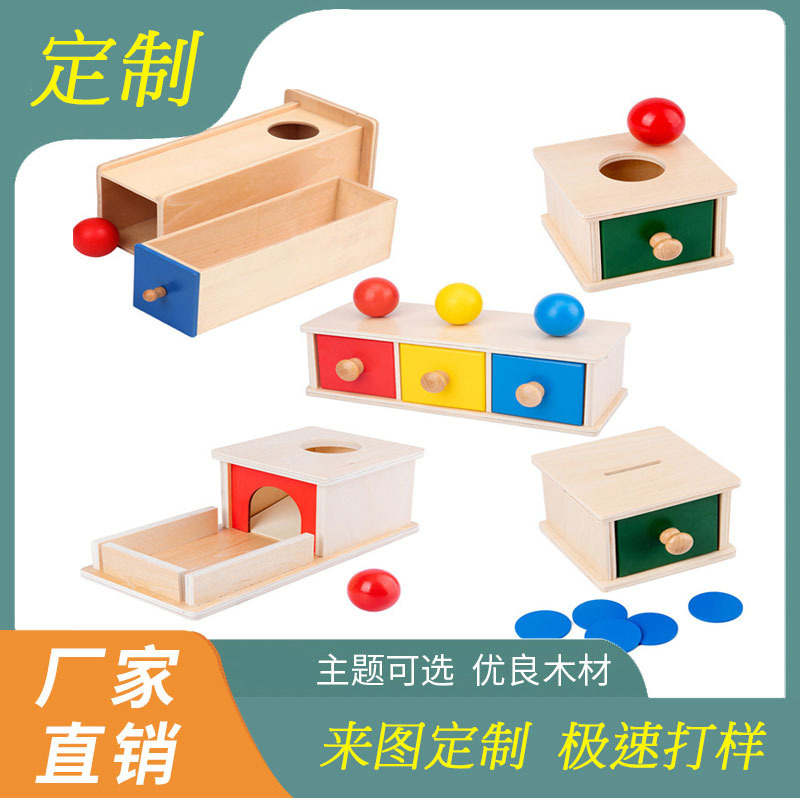 Montessori jardín de infantes de 3 años educación temprana caja de monedas juego cajón ayudas didácticas juguetes educativos de madera fábrica personalizada al por mayor