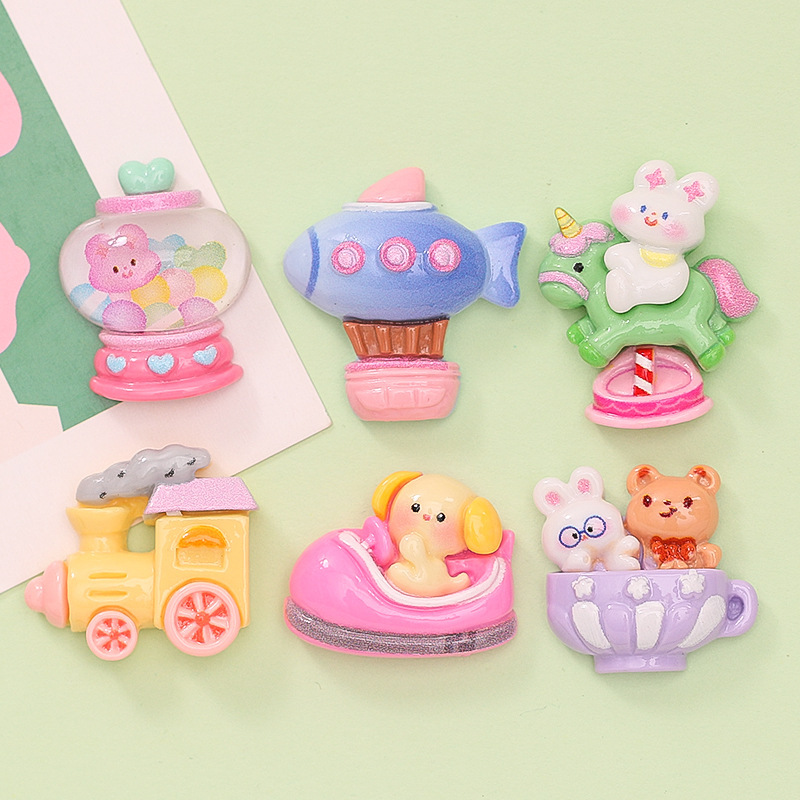 Amusement park airship train Trojan diy cream rubber phone case hair accessories shoe buckle resin jewelry accessories wholesale