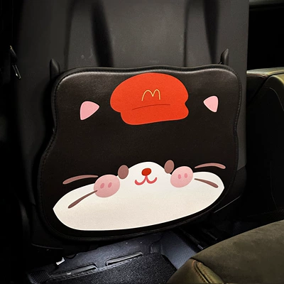 car seat back protector for the: Chair back anti-kick pad - black-cat-shaped-3d-anti-kick-pad