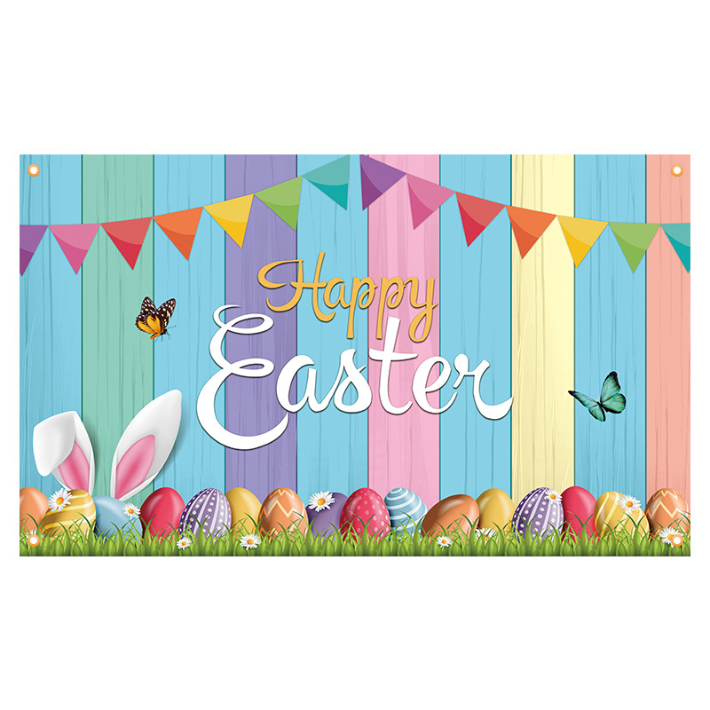 Cross-border 2025 New Easter Banner Festival Photo Party Decoration Flag Rabbit Festival Egg Background Cloth