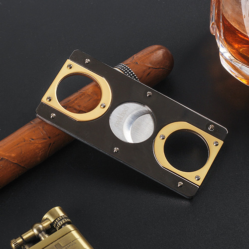 Rectangular cigar cutter scissors double-edged cigarette knife stainless steel sharp cigar cutter cigar smoke Cuban cigar