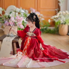 女の子の漢服の夏の新型子供の時代劇の唐装の中国風のスカートの小さい女の子の古風のアンドロメダのワンピース