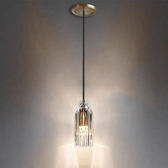 Full Copper Postmodern Luxury Crystal Restaurant Bar Pendant Lamp Living Room Background Wall Bedside Lamp Designer Style Small Pendant Lamp