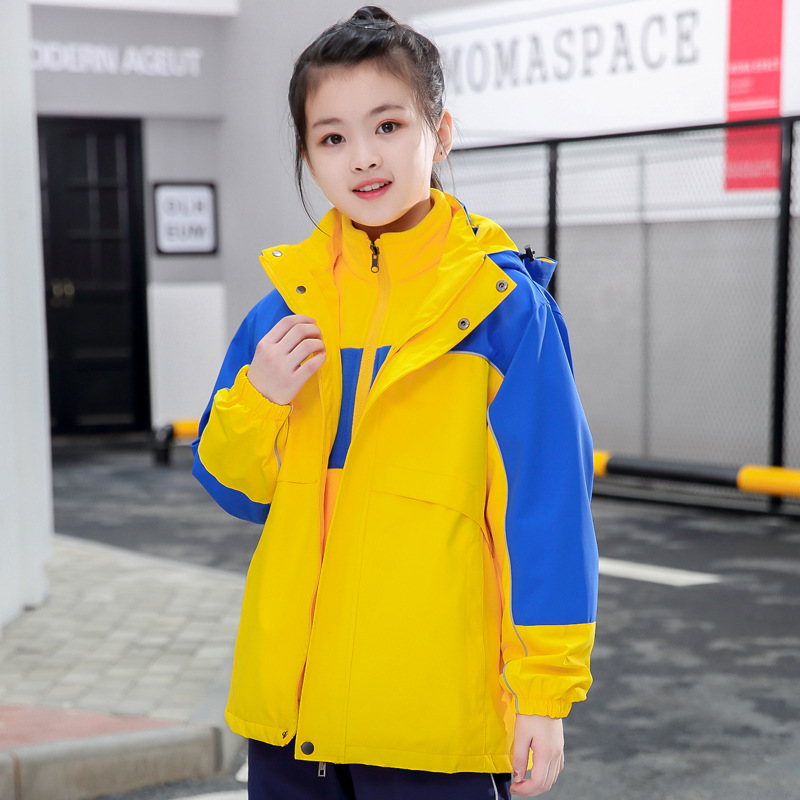 新款冬季儿童冲锋衣三合一可拆卸两件套男童女童校服外套少年服装