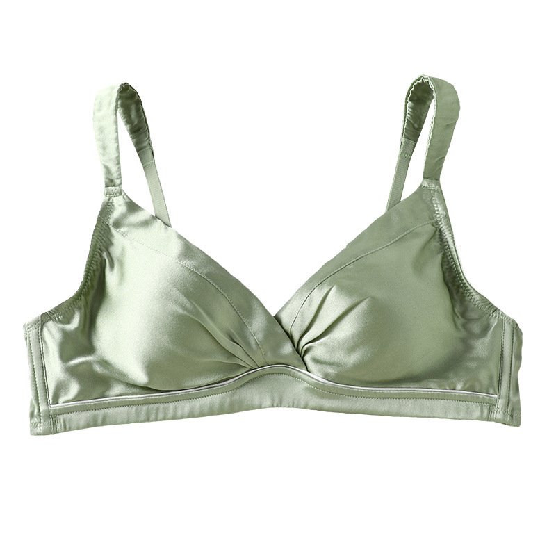 high quality silk stretch satin rims-free underwear mulberry silk smooth seamless micro gather comfortable nude bra