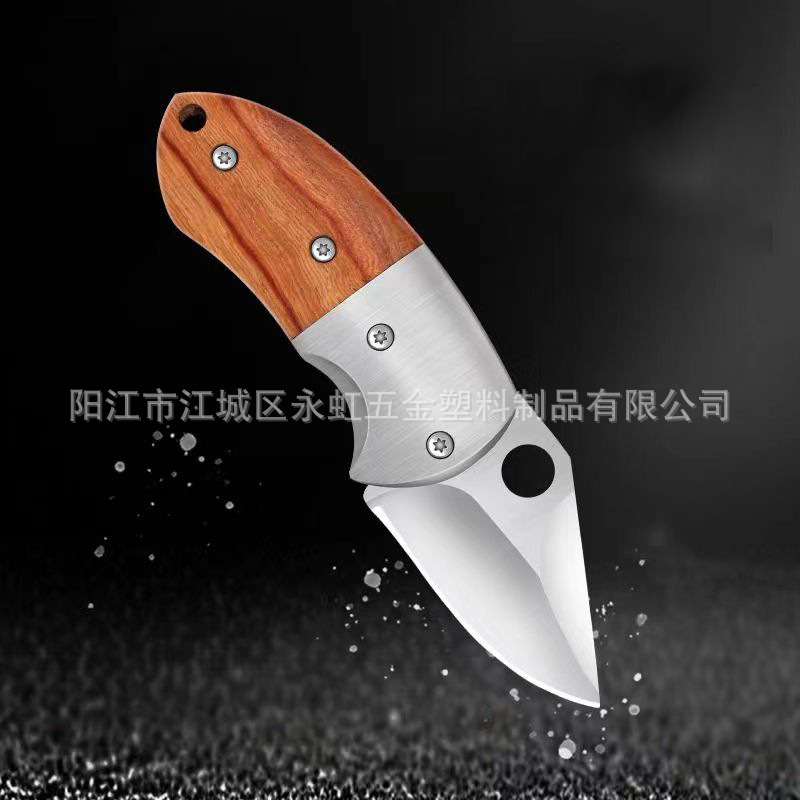 便携蒙古手把肉刀 木柄折叠迷你小刀