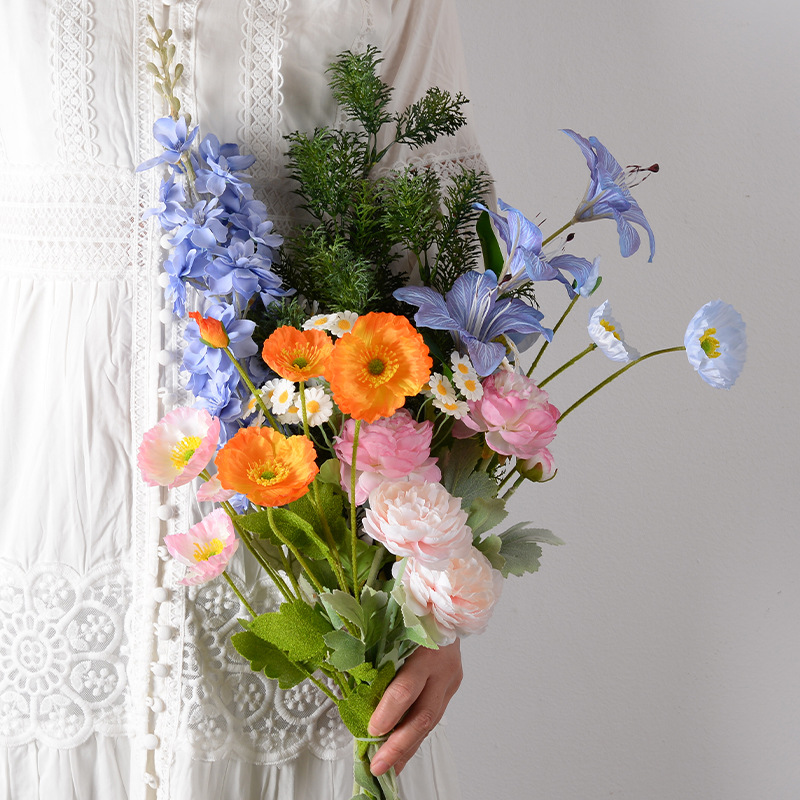 Flores de mano rosa imitación flores imortales ramo de flores regalo de cumpleaños para chicas novia temporada de graduación diseño de fondo