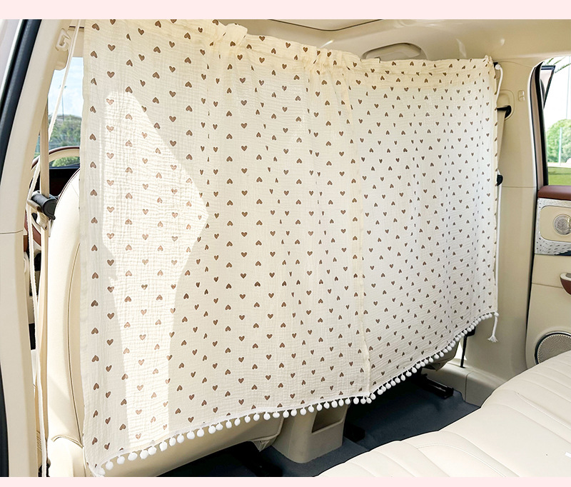 Carto Bear Rabbit Car Partition Curtain Sunscreen Heat Insulation Car Sunshade Curtain Double-Layer Cotton Yarn Comfortable Breathable Car Curtain