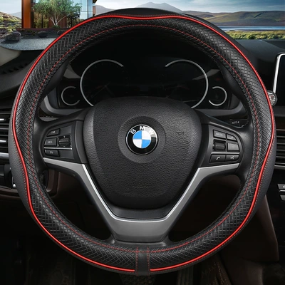 Universal Car Steering Wheel – Steering wheel cover - 040-round-black-and-red-38cm
