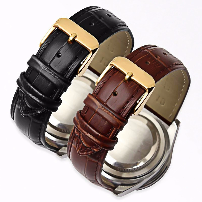 Ремешок для часов 18 мм из натуральной кожи, черный ремешок для часов 20 мм 22 мм