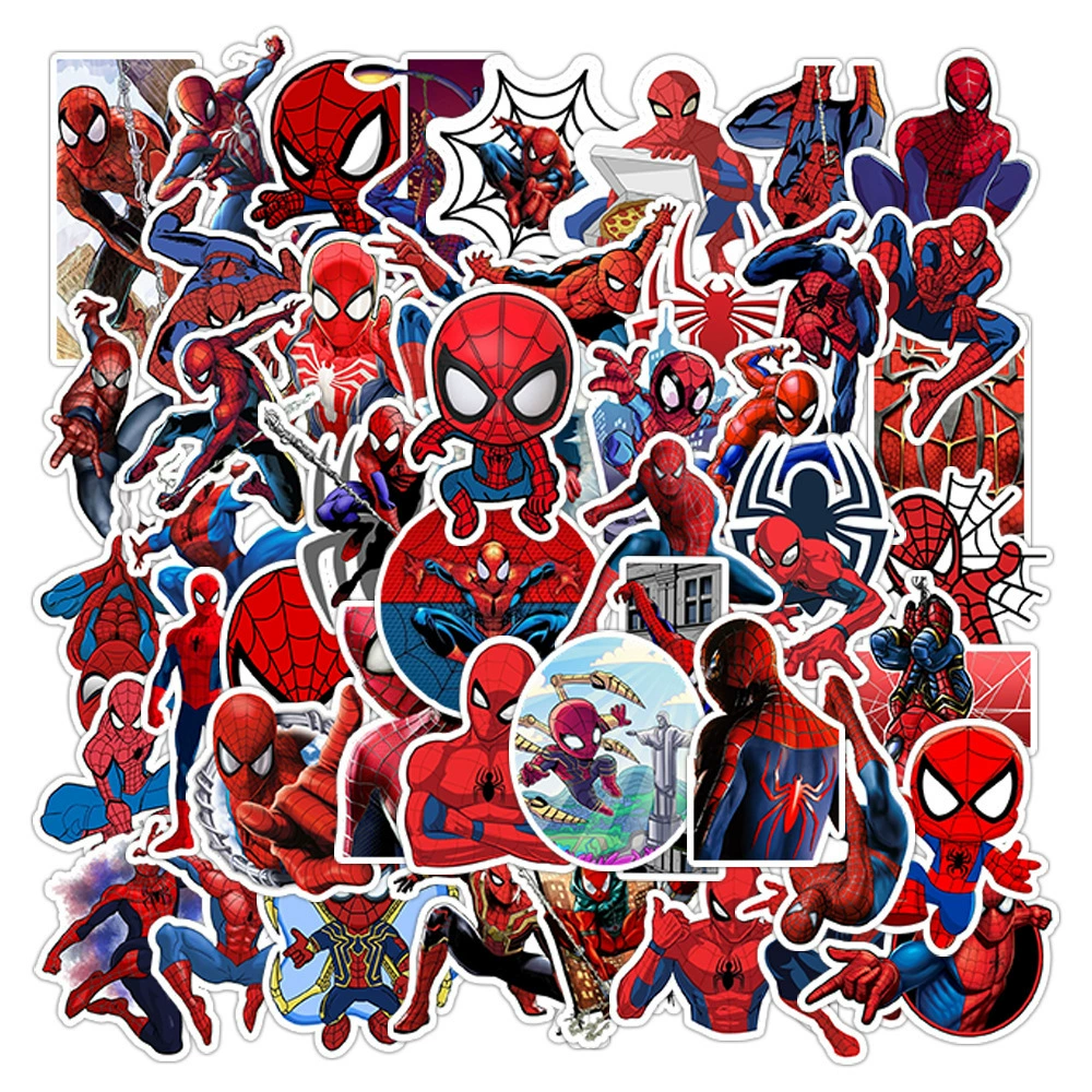 50 штук Человек-паук Marvel аниме новые водонепроницаемые канцелярские принадлежности ноутбук чашка скейтборд украшение sticker через границу