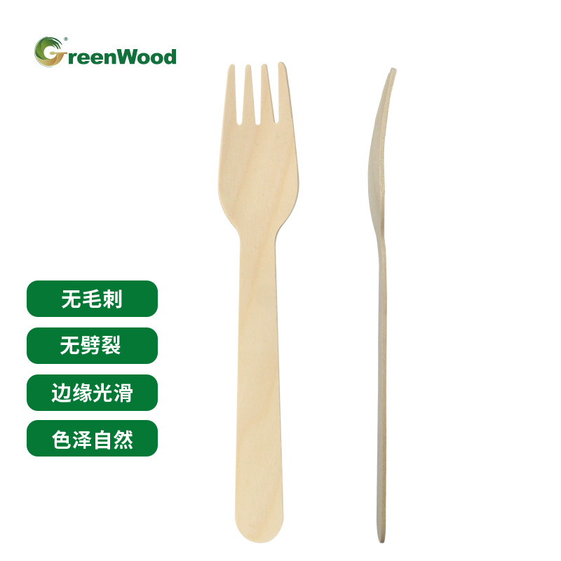 Tenedores de madera desechables, fabricantes de tenedores para llevar, loncheras desechables al por mayor, protección del medio ambiente, a granel degradable