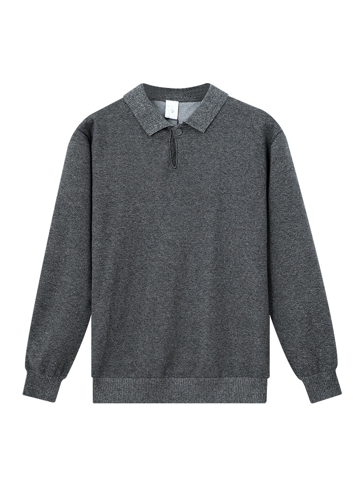 Old Qianfeng hombre polo de manga larga nuevo botón de una sola camisa de punto de invierno / otoño suéter de negocios casual
