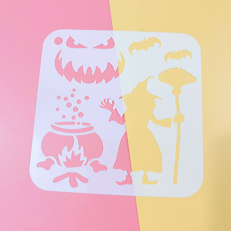 アマゾンハロウィーン手帳絵画テンプレート24種類落書き透かし彫りプラスチック画板児童diy絵画テンプレート|undefined