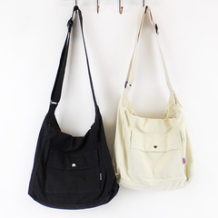 Korean style simple and elegant canvas bag, plain single shoulder bag, casual fashion men and women couple crossbody bag 