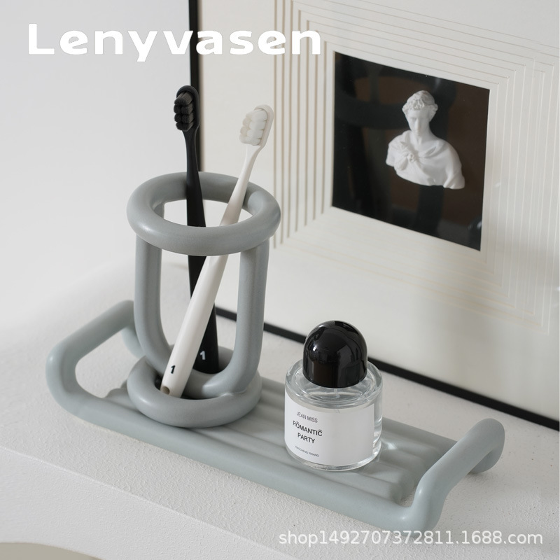 Bathroom bathroom toiletries storage tray ceramic storage rack storage and finishing aromatherapy tray home decoration