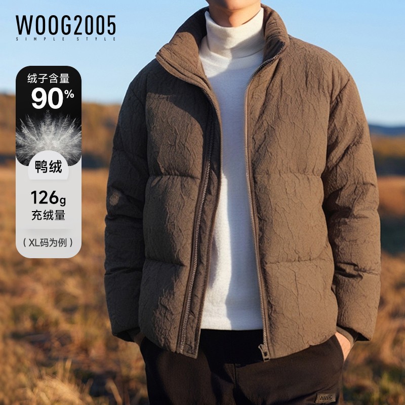 WOOG2005 남성용 90 화이트 덕다운 스탠드 칼라 다운 재킷 남성용 2025 겨울 신상 두꺼운 보온 재킷 남성용