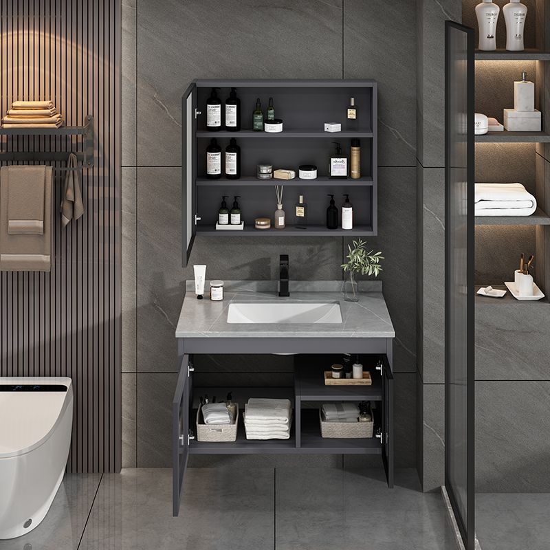 Espacio gris gabinete de baño de aluminio inodoro lavabo de cerámica integral lavabo lavabo lavabo tablero de roca de cerámica